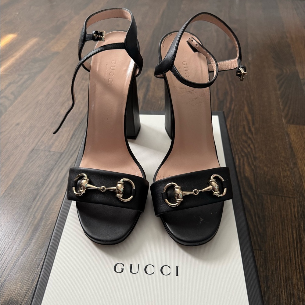 Gucci Black Leather Women's Sandals